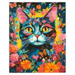 Набір для малювання Картина за номерами Кіт у барвистих квітах