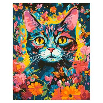 Набір для малювання Картина за номерами Кіт у барвистих квітах - купить, цены на Grono - фото 1