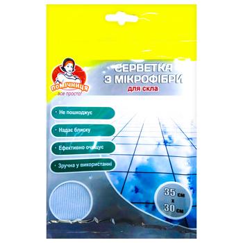 Pomichnytsya Microfiber Glass Cleaning Wipe 35x30cm - buy, prices for Auchan - photo 1