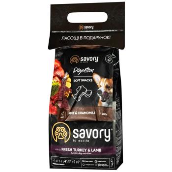 Набір сухий корм для собак Savory Medium Breed rich in Fresh Turkey & Lamb 1 кг + ласощі (індичка та курка) - купить, цены на - фото 2