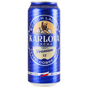 Пиво Karlova Krčma Premium светлое 4,8% 0,5л - купить, цены на Чудо Маркет - фото 1