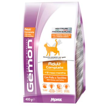 Gemon Cat Adult Dry Food With Chicken And Turkey For Adult Cats 1-10years Old 400g - buy, prices for Vostorg - photo 1