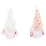 Bona Di Gnome Decorative Hanging Christmas Soft Toy 15cm White with Pink in Assortment