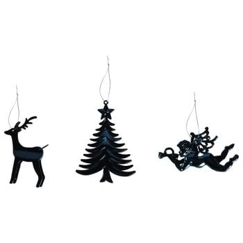 Actuel Christmas Tree/Deer/Angel Blue Christmas Tree Pendant 11-13cm in assortment - buy, prices for Auchan - photo 1