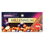 Шоколад молочний Millennium Golden Nut з цілими лісовими горіхами та родзинками 100г