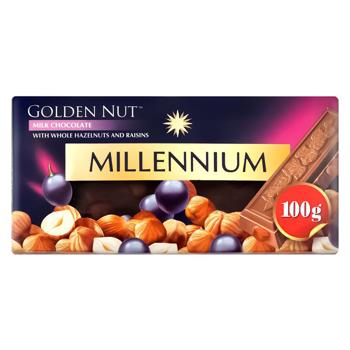 Millennium Golden Nut Milk Chocolate with Whole Hazelnuts and Raisins 100g - buy, prices for Chudo Market - photo 1