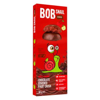 Bob Snail candy apple-cherry in black chocolate without sugar 30g
