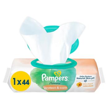 Серветки вологі Pampers Harmonie Захист та догляд дитячі 44шт - купити, ціни на МегаМаркет - фото 2