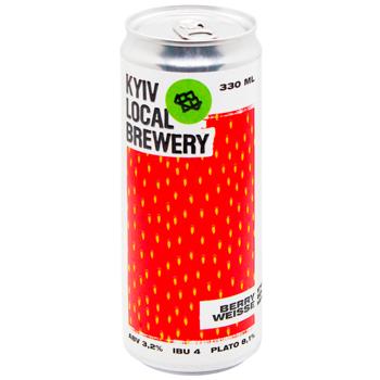 Kyiv Local Brewery Berry Weisse Light Unfiltered Beer 3.2% 0.33l