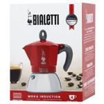 Кофеварка Bialetti Moka Induction гейзерная на 4 чашки красная