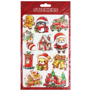 Наліпки новорічні 4 дизайна 14*25 см арт. 1035 5985 И868 - купити, ціни на КОСМОС - фото 2