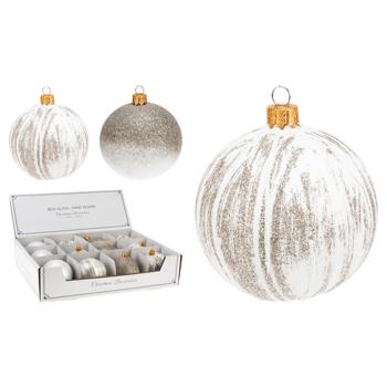 White/Cream Christmas Tree Ball 8cm in assortment