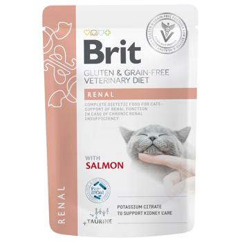 Корм вологий Brit Veterinary Diet Renal з лососем для котів із захворюваннями нирок 85г - купити, ціни на MasterZoo - фото 1