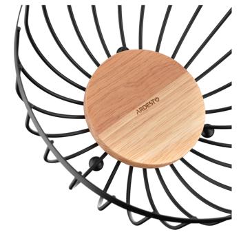 Кошик Ardesto Midori металевий чорний з дерев'яною дощечкою на дні 25*25*13см - купити, ціни на За Раз - фото 3