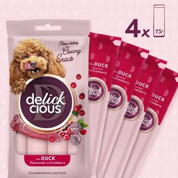 Delickcious Creamy Snack Dog Snack with Duck and Cranberries 4pcs*15g - buy, prices for - photo 3
