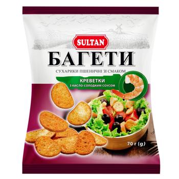 Сухари пшеничная креветка 70г - купить, цены на Идеал - фото 1