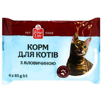 Fine Life Wet Food with Beef for Adult Cats 85g x 4pcs