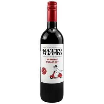 Вино Gatto Matto Primitivo червоне сухе 12,5% 0,75л - купити, ціни на Епіцентр FOOD - фото 1