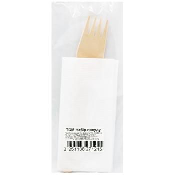 Набір посуду ТСМ виделка дерев'яна з серветкою по 1шт - купити, ціни на За Раз - фото 1