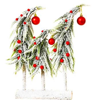 Snowy Christmas Trees Tablepiece 40cm