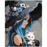 Набір для розпису за номерами Ideyka Дівчина з білим котом 40х50см