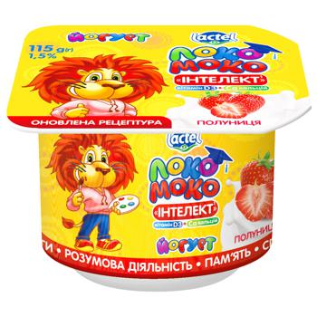 Lactel Loko Moko Strawberry Flavored Yogurt Enriched with Calcium, Omega-3 and Vitamin D3 1.5% 115g - buy, prices for EKO Market - photo 1