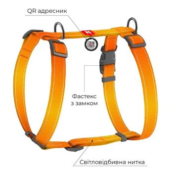 Шлея для собак Waudog Nylon Mono нейлоновая H-образная с QR паспортом M 38-60см/45-60см/20мм оранжевый - купить, цены на MasterZoo - фото 2