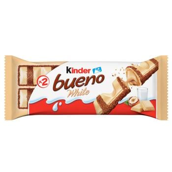 Kinder Bueno White Milky And Nut Filled Chocolate Bar 39g - buy, prices for Vostorg - photo 1