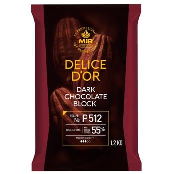 MiR Delice D'or Dark Chocolate Block P512 55% 1.2kg - buy, prices for METRO - photo 1