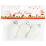 Cones White Christmas Tree Decorations 3pcs 7*3.5cm