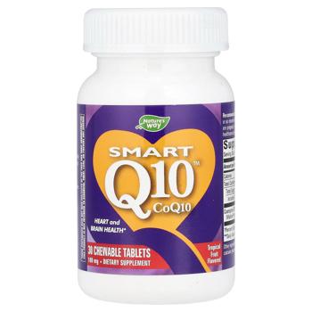 Коензим Q10, Smart Q10, Nature's Way, смак апельсинового крему, 100 мг, 30 жувальних таблеток - купити, ціни на Біотус - фото 1