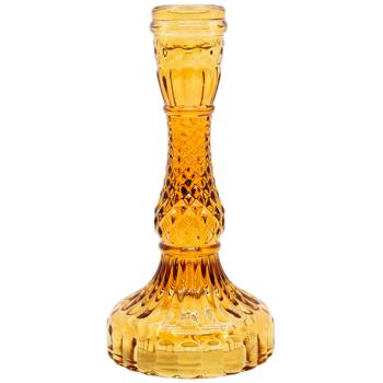 Свічник Bona Di Crystal скляний коричневий для тонкої свічки 9,5х17см - купити, ціни на WINETIME - фото 1