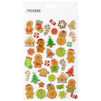 Наліпки новорічні 4 дизайна 14*25 см арт. P123 5985 И882 - купить, цены на КОСМОС - фото 3