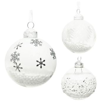 Куля ялинкова Decoris Snow 8см в асортименті