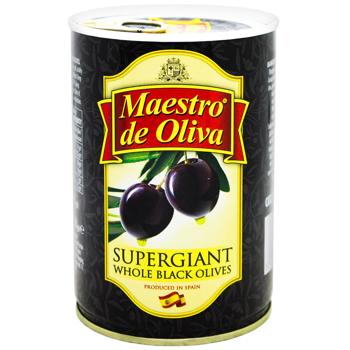 Maestro de Oliva Supergiant Whole Black Olives 425g