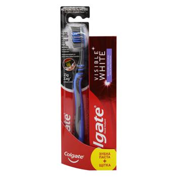 Colgate Visible White Toothpaste and Charcoal Zig Zag Toothbrush Set - buy, prices for Za Raz - photo 3