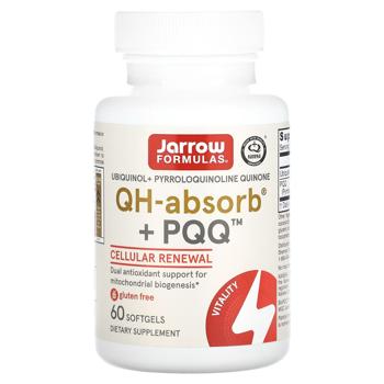 Пірролохінолінхінон і убіхінол, Ubiquinol, QH + PQQ Absorb, Jarrow Formulas, 60 капсул