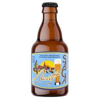 Пиво Saga Light світле нефільтроване 3,9% 0,33л