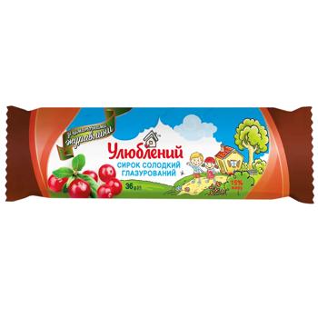 Сирок глазурований Улюблений зі шматочками журавлини 15% 36г