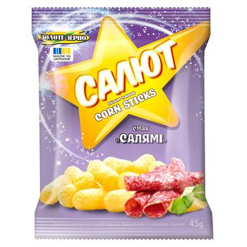 Zolote Zerno Saliut Salami Flavored Corn Sticks 45g - buy, prices for Ideal - photo 1