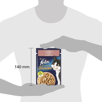 Корм влажный Felix Sensations Sauces с лососем в соусе со вкусом креветок для кошек 85г - купить, цены на КОСМОС - фото 2