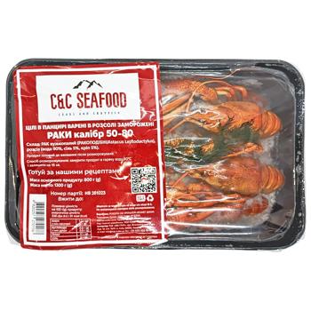 Раки C&C Seafood  цілі в панцирі варені в розсолі 800г