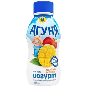 Йогурт Агуня яблуко-манго 2,7% 185г - купити, ціни на ULTRAMARKET - фото 1