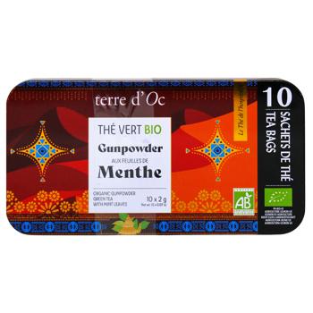 Чай зеленый Terre d'Oc Gunpowder Био мятный 10шт - купить, цены на КОСМОС - фото 1