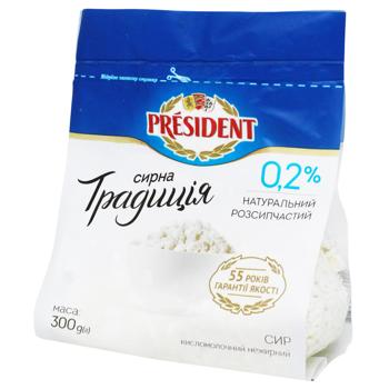 Сир кисломолочний President Сирна традиція 0,2% 300г - купити, ціни на КОСМОС - фото 1