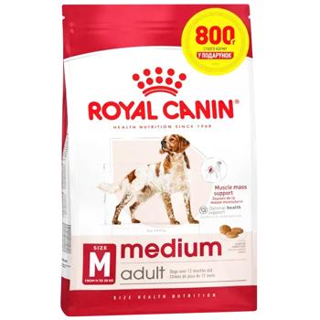 Корм сухой Royal Canin Adult для собак средних пород 3,2+800г - купить, цены на MasterZoo - фото 1
