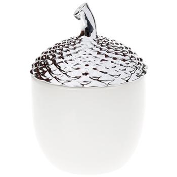 Bona Di Acorn Porcelain Jar 300ml White with Silver