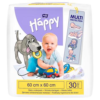 Пелюшки дитячі Happy Bella Baby 60х60см 30шт - купити, ціни на МегаМаркет - фото 2