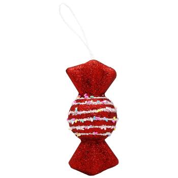 Red Caramel Decoration with Beaded Ribbon 13cm