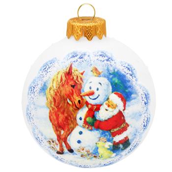 Куля ялинкова АСК Символ року скляна з художнім візерунком 8см в асортименті - купити, ціни на ULTRAMARKET - фото 2